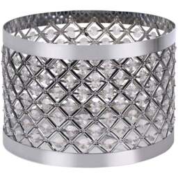 ValueLights Hadley Silver Jewel Drum Lamp Shade - Size: 16.5 x 24 x 24cm - White - Wilko