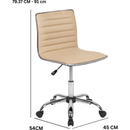 FWStyle Beige Faux Leather Ribbed Designer Office Chair - Size: 97 x 45 x 51cm - Brown - Wilko - thumbnail 7