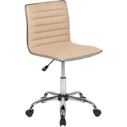 FWStyle Beige Faux Leather Ribbed Designer Office Chair - Size: 97 x 45 x 51cm - Brown - Wilko - thumbnail 3