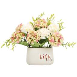 Artificial Flower in Ceramic Planter - Size: 17 x 20 x 20cm - Multi - Living and Home - Wilko - thumbnail 1