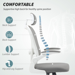 Portland Grey Mesh Ergonomic Office Chair with Headrest and Lumbar Support - Size: 125 x 58 x 63cm - Wilko - thumbnail 5