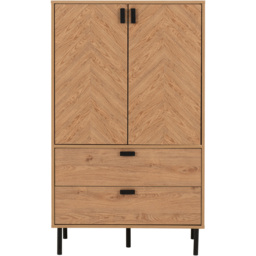 Seconique Leon 2 Door 2 Drawer Medium Oak Effect Storage Cabinet - Brown - Wilko - thumbnail 4