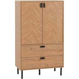 Seconique Leon 2 Door 2 Drawer Medium Oak Effect Storage Cabinet - Brown - Wilko - thumbnail 3