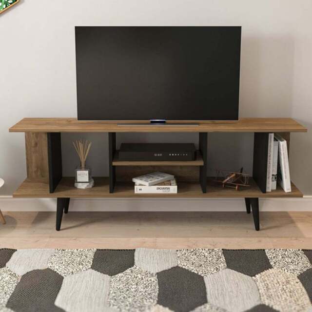Decorotika Akya Walnut and Black TV Unit - Size: 59.5 x 160 x 35cm - Multi - Wilko - image 1