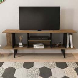 Decorotika Akya Walnut and Black TV Unit - Size: 59.5 x 160 x 35cm - Multi - Wilko - thumbnail 1