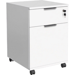 FWStyle Single Door Single Drawer White Mobile Storage Unit - Size: 61 x 41 x 45cm - Wilko - thumbnail 3
