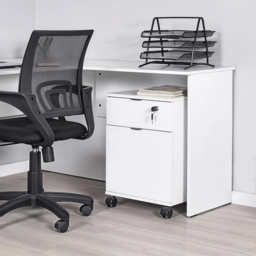 FWStyle Single Door Single Drawer White Mobile Storage Unit - Size: 61 x 41 x 45cm - Wilko - thumbnail 4