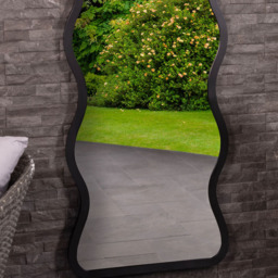 Charles Bentley Amsterdam Black Wavy Shape Outdoor Wall Mirror 170 x 60cm - Size: 2.5 x 170 x 60cm - Wilko - thumbnail 5