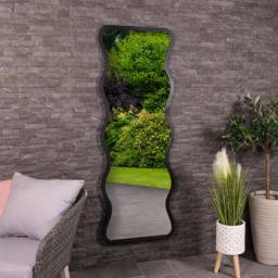 Charles Bentley Amsterdam Black Wavy Shape Outdoor Wall Mirror 170 x 60cm - Size: 2.5 x 170 x 60cm - Wilko - thumbnail 3