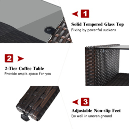 Costway 4 Seater Red PE Rattan Patio Conversation Set - Wilko - thumbnail 6
