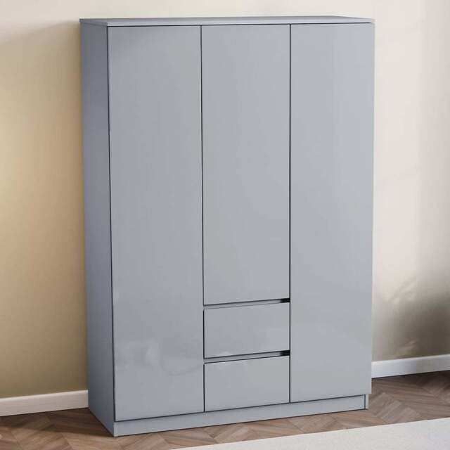 Vida Designs Glinton 3 Door 2 Drawer Grey Wardrobe - Size: 3 Door, 2 Drawer - Wilko - image 1