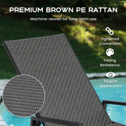 Costway Brown Outdoor Rattan Chaise Lounge with Armrests - Size: 153 x 57 x 9cm - Wilko - thumbnail 7