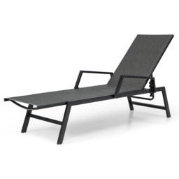 Costway Brown Outdoor Rattan Chaise Lounge with Armrests - Size: 153 x 57 x 9cm - Wilko - thumbnail 3