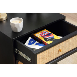Desser Venice 2 Drawer Black Rattan and Mango Wood Bedside Table - Wilko - thumbnail 6
