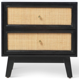 Desser Venice 2 Drawer Black Rattan and Mango Wood Bedside Table - Wilko - thumbnail 3