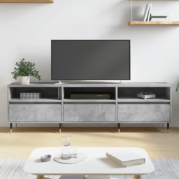 vidaXL 3 Door 3 Shelf Concrete Grey TV Cabinet - Size: 44.5 x 150 x 30cm - Wilko