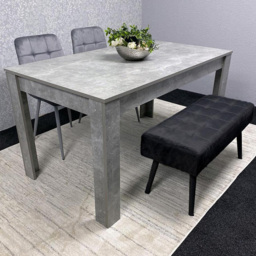 Portland 3 Seater Velvet Wooden Dining Set with Bench Grey and Black - Multi - Wilko