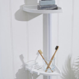 Premier Housewares 4 Tier Telescopic Corner Storage Shelf - Size: 27 x 17 x 255cm - White - Wilko - thumbnail 3