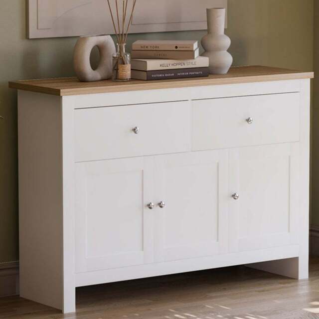 Vida Designs Arlington 3 Door 2 Drawer White Sideboard - Size: 35 x 117 x 82cm - Wilko - image 1