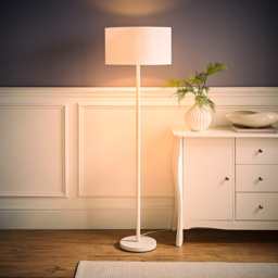 ValueLights Charlie Drum Shade White Floor Lamp and Bulb - Size: 148 x 45 x 45cm - Wilko - thumbnail 7