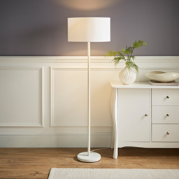 ValueLights Charlie Drum Shade White Floor Lamp and Bulb - Size: 148 x 45 x 45cm - Wilko - thumbnail 3
