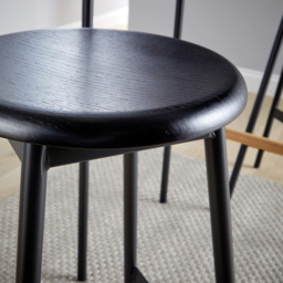 Home Source 2 Seater Black and Solid Oak Bar Table with Stools - Brown - Wilko - thumbnail 5