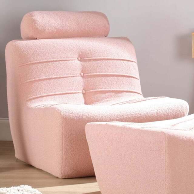 Desser Furniture Pink Boucle Fabric Cosy Chair - Size: Single - Wilko - image 1