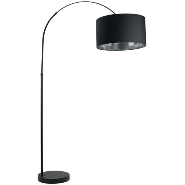 ValueLights Louis Black Arched LED Floor Lamp with Black and Chrome Drum Lamp Shade - Size: 180 x 45 x 105cm - Wilko - image 1