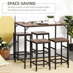 Portland 4 Seater Wood Effect Rectangular Bar Table with Stools - Brown - Wilko - thumbnail 6