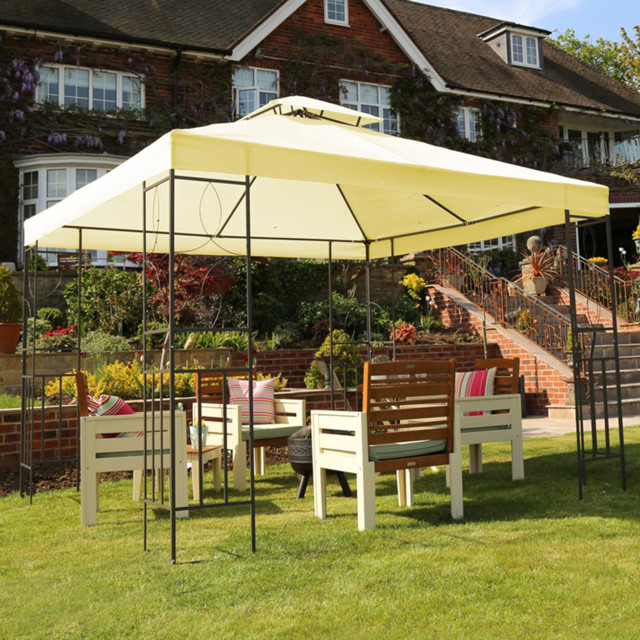 Charles Bentley 3 x 3m Cream Steel Art Luxury Gazebo - Wilko - image 1