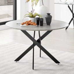 Furniturebox Arona Solara Concrete Effect 6 Seater Round Dining Set Grey and Black - Wilko - thumbnail 3