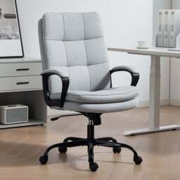 HOMCOM Light Grey Fabric Computer Desk Chair - Size: 113.0 cm x 66.0 cm x 67.0 cmcm - Wilko - thumbnail 1