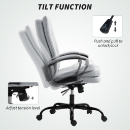 HOMCOM Light Grey Fabric Computer Desk Chair - Size: 113.0 cm x 66.0 cm x 67.0 cmcm - Wilko - thumbnail 7