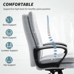 HOMCOM Light Grey Fabric Computer Desk Chair - Size: 113.0 cm x 66.0 cm x 67.0 cmcm - Wilko - thumbnail 5