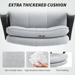 HOMCOM Light Grey Fabric Computer Desk Chair - Size: 113.0 cm x 66.0 cm x 67.0 cmcm - Wilko - thumbnail 6