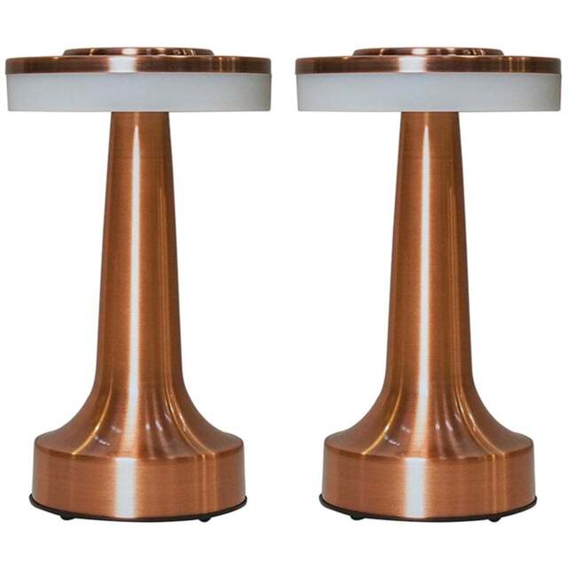 ValueLights Talence 2 Pack Copper LED Table Lamp - Size: 20 x 13.5 x 13.5cm - Brown - Wilko - image 1