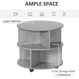 Portland 3 Tier Cement Coffee Table - Size: 60 x 60 x 56cm - Grey - Wilko - thumbnail 6