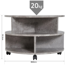 Portland 3 Tier Cement Coffee Table - Size: 60 x 60 x 56cm - Grey - Wilko - thumbnail 5