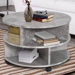 Portland 3 Tier Cement Coffee Table - Size: 60 x 60 x 56cm - Grey - Wilko - thumbnail 1