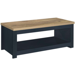 Highgate Navy and Oak Coffee Table - Size: 47 x 105 x 41cm - Blue - Birlea - Wilko - thumbnail 3