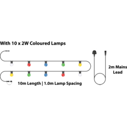 Eagle Connect Festoon 10 RGB Lamps LED String Light 10m - Size: 51 x 40 x 9cm - BLACK - Wilko - thumbnail 5