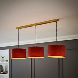 ValueLights Reni Rust Drum Shade 3 Drop Bar Gold Diner LED Ceiling Pendant Light - Size: 123.5 x 98 x 25cm - Black - Wilko - thumbnail 3