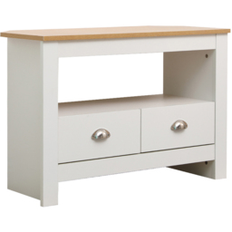 FurnitureHMD 2 Drawer Single Shelf White and Oak Effect Wooden Corner TV Unit - Size: 58 x 85 x 39cm - Wilko - thumbnail 3