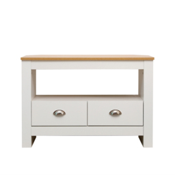 FurnitureHMD 2 Drawer Single Shelf White and Oak Effect Wooden Corner TV Unit - Size: 58 x 85 x 39cm - Wilko - thumbnail 4