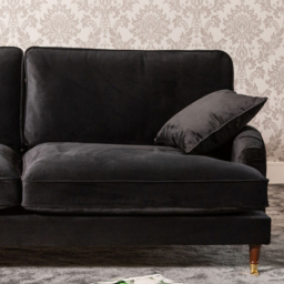 Mackenzie 4 Seater Black Plush Velvet Sofa - Artemis Home - Wilko - thumbnail 3