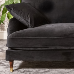 Mackenzie 4 Seater Black Plush Velvet Sofa - Artemis Home - Wilko - thumbnail 4
