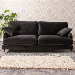 Mackenzie 4 Seater Black Plush Velvet Sofa - Artemis Home - Wilko - thumbnail 1
