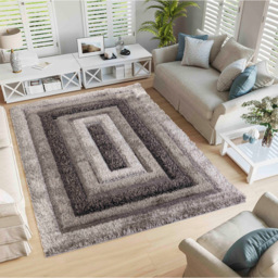 Desire Rug Modern Grey Bordered Shimmer Soft Shaggy Area Rug 200 x 290cm - Desire Rugs - Wilko - thumbnail 3