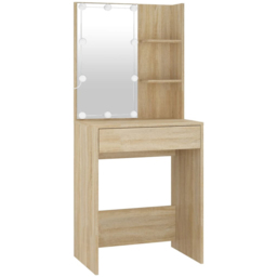 vidaXL Sonoma Oak Dressing Table with LED Mirror and Cabinet - Size: 140 x 60 x 40cm - Brown - Wilko - thumbnail 5