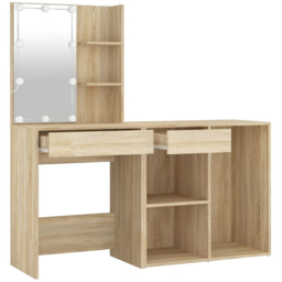 vidaXL Sonoma Oak Dressing Table with LED Mirror and Cabinet - Size: 140 x 60 x 40cm - Brown - Wilko - thumbnail 7